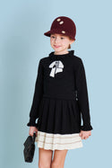 Black and White Wool Knitted Bow Turtleneck