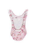 Pink Peach Flower Print Swimsuit