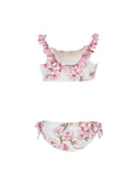 Pink Peach Flower Print 2 Pc Swimsuit