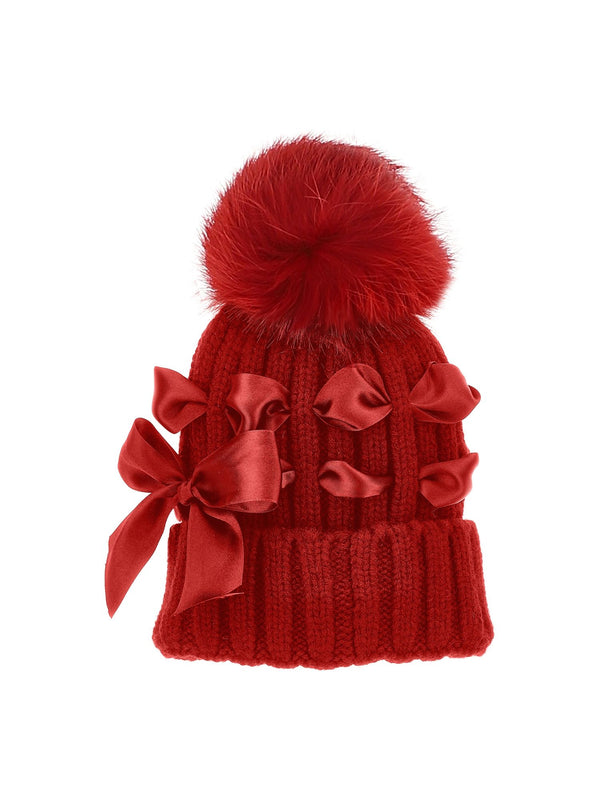 Red Knit Bow Hat