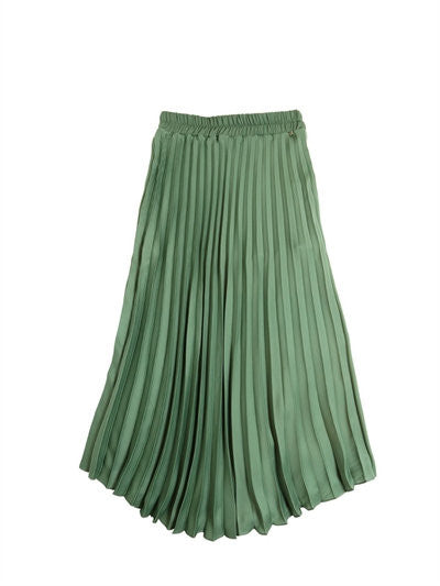 Green Pleat Maxi Skirt