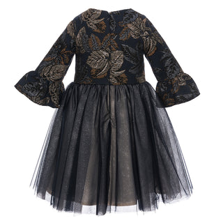 Navy Tapestry & Tulle Party Dress