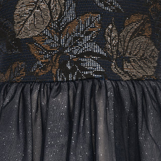 Navy Tapestry & Tulle Party Dress