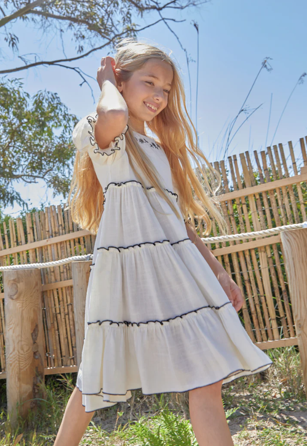 NC Tabarca Ivory Embroidered Tiered Dress 12 NC Tabarca Ivory Embroidered Tiered Dress 12