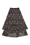 EOE Black Floral Hi-low Layered Skirt
