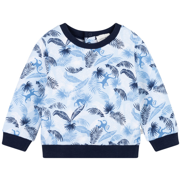Pale Blue Sweatshirt Monkey Print Sweatshirt