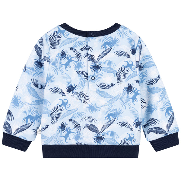 Pale Blue Sweatshirt Monkey Print Sweatshirt