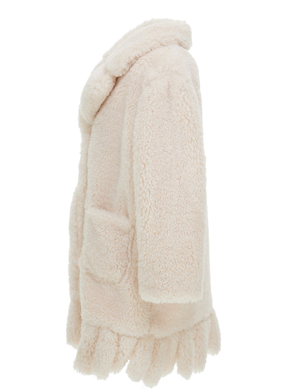 ML Ivory Plush Coat w/Fringes