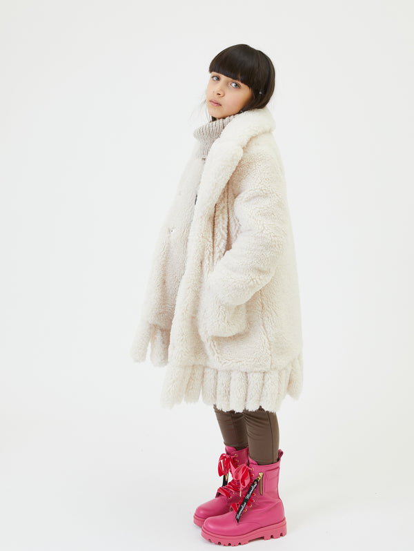 ML Ivory Plush Coat w/Fringes