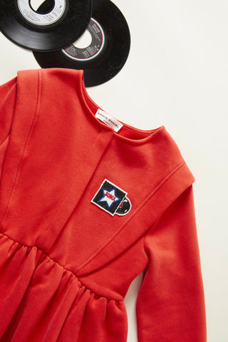 Leila Cherry Sweatdress with Record Detail