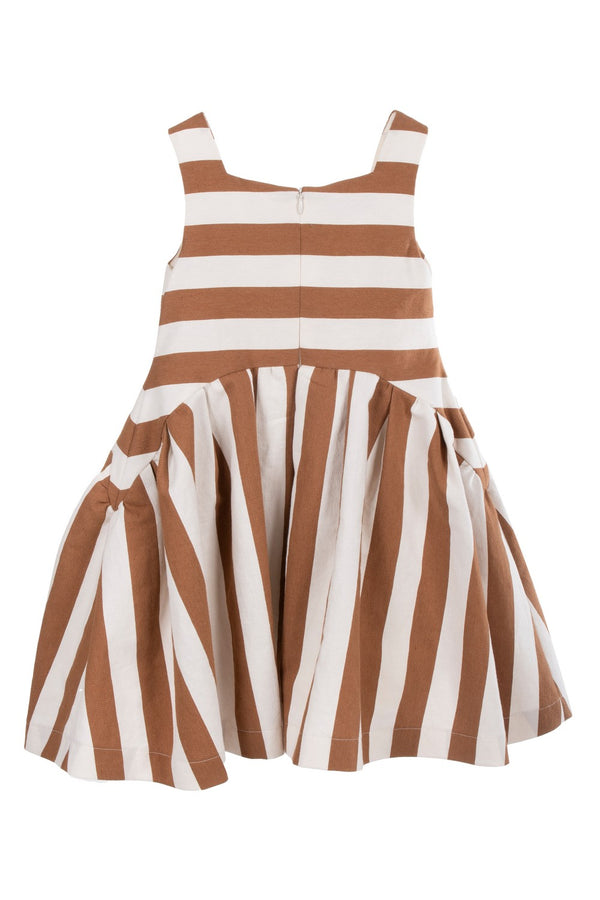 MMS Brown Stripe Midi Dress w/Bows