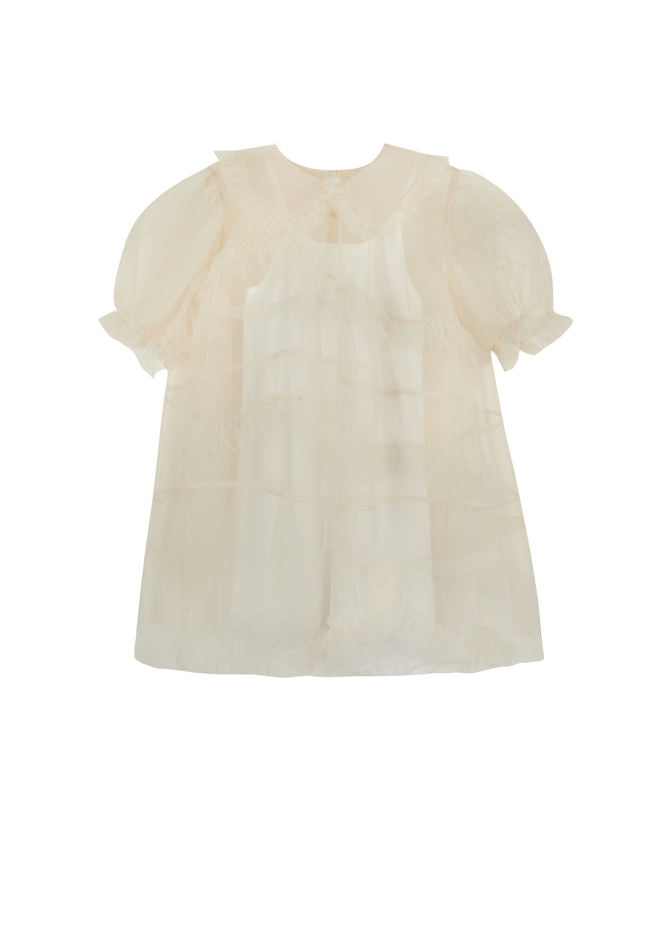 JNBY Tan Sheer Tulle Ruffle Dress | The Red Balloon