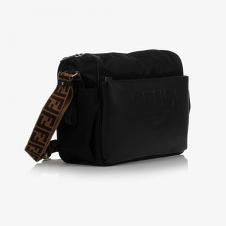 F Black Brown Logo Diaper Bag
