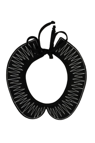 Black Collar with Ivory Stitching