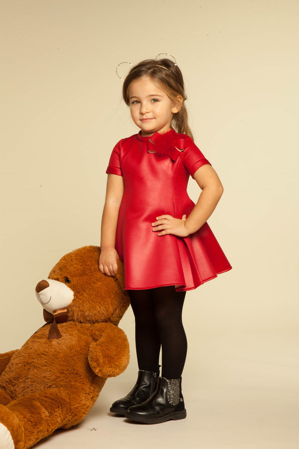 red neoprene dress Red Asymmetric Tunic, Sculptural Neoprene Dress, Avant Garde Dress for Women