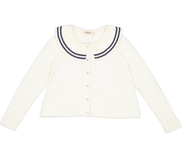 MAR Tarina Gentle White Pleated Collar Cardigan