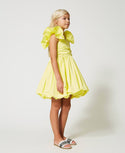 TWS Yellow Taffeta Frilled Sleeve Dress