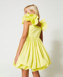 TWS Yellow Taffeta Frilled Sleeve Dress