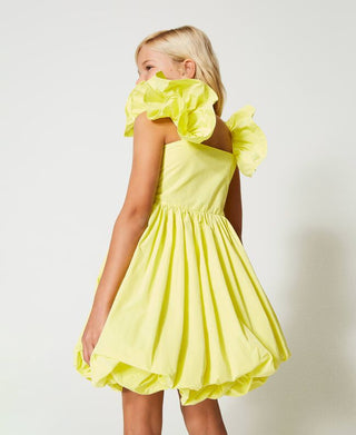 TWS Yellow Taffeta Frilled Sleeve Dress