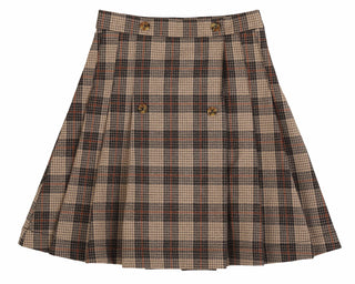 BT Beige Plaid Pleated Skirt