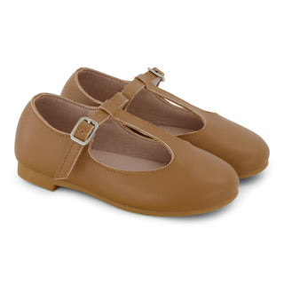 ZK Nutmeg Classic Leather T-Strap Hard Sole