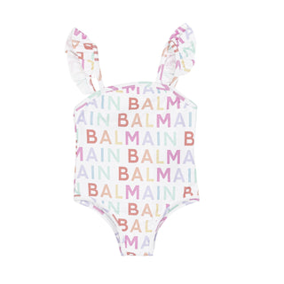 BM White Baby Multi Logo Swimsuit
