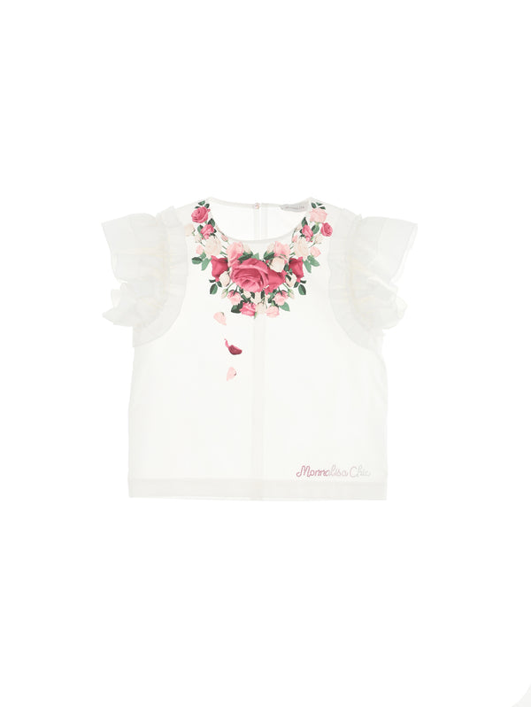 White Shirt with Floral Detail