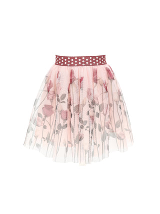 Pink Floral Tulle Skirt