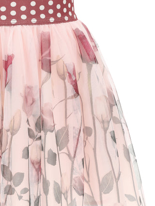 Pink Floral Tulle Skirt