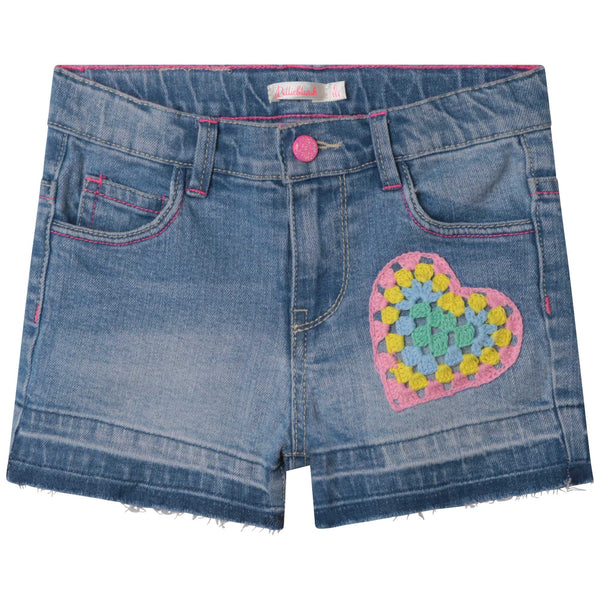 BB Denim Crochet Heart Shorts