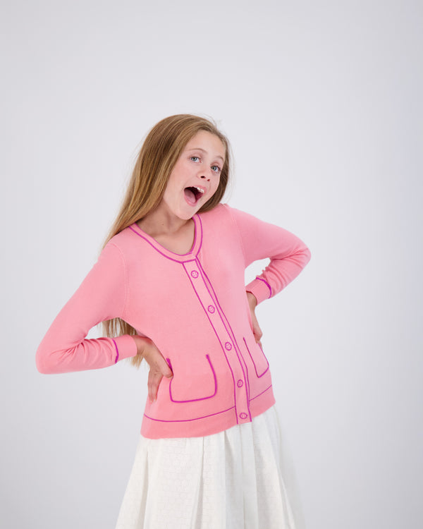 Pink Knit Button Top