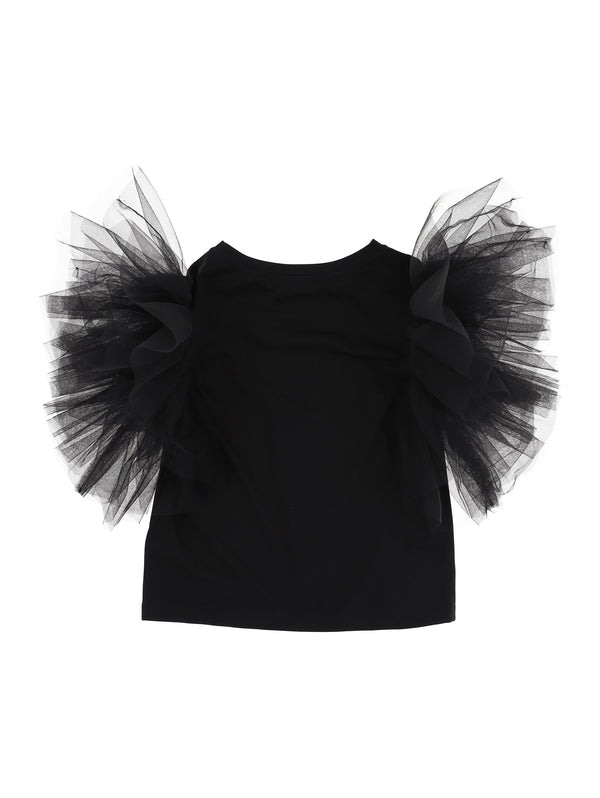 Black Top with Tulle Sleeve