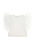 White Top with Tulle Sleeve