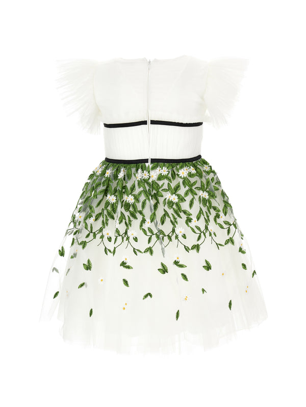 ML Embroidered Daisy Leaves Party Dress