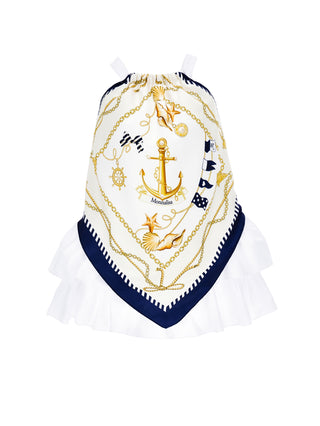 ML White Nautical Scarf Print Dress