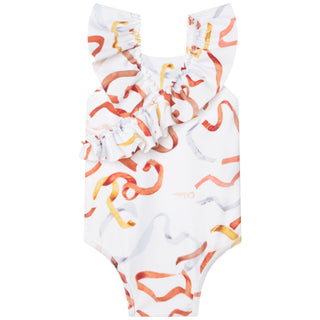 CL Ribbon Printed Ivory Swimsuit