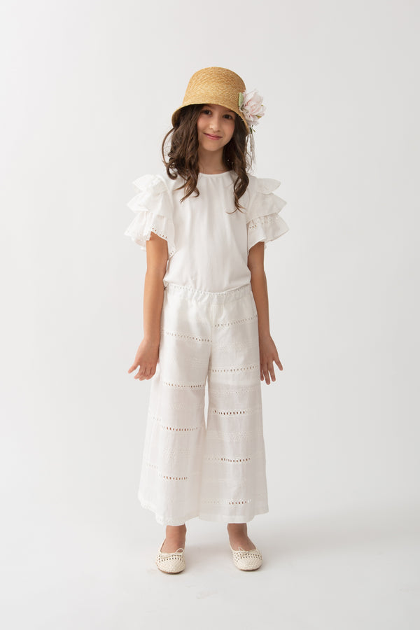 PCL Silville White Ruffle Sleeve Top