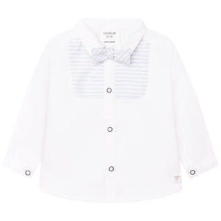 White Shirt with Striped Yolk Detail