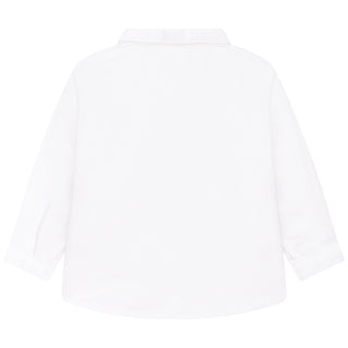 White Shirt with Striped Yolk Detail
