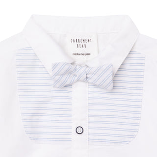 White Shirt with Striped Yolk Detail