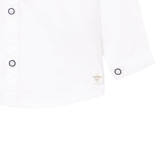 White Shirt with Striped Yolk Detail