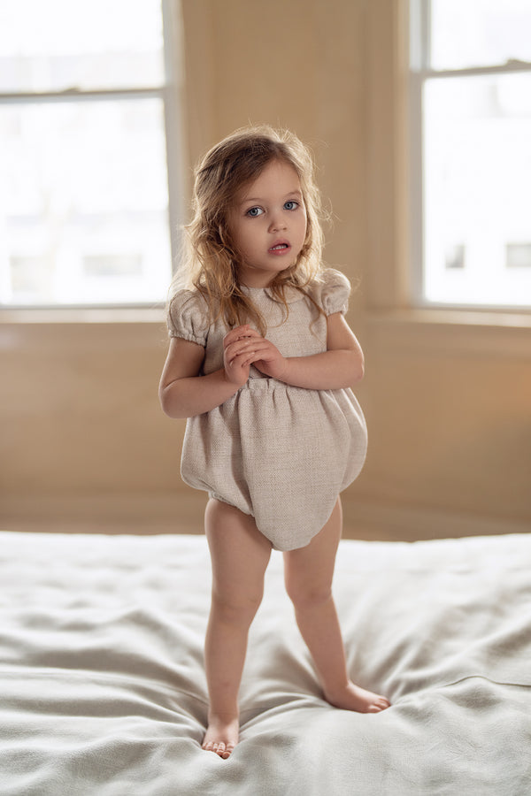 CCB Oatmeal Woven Collared Romper
