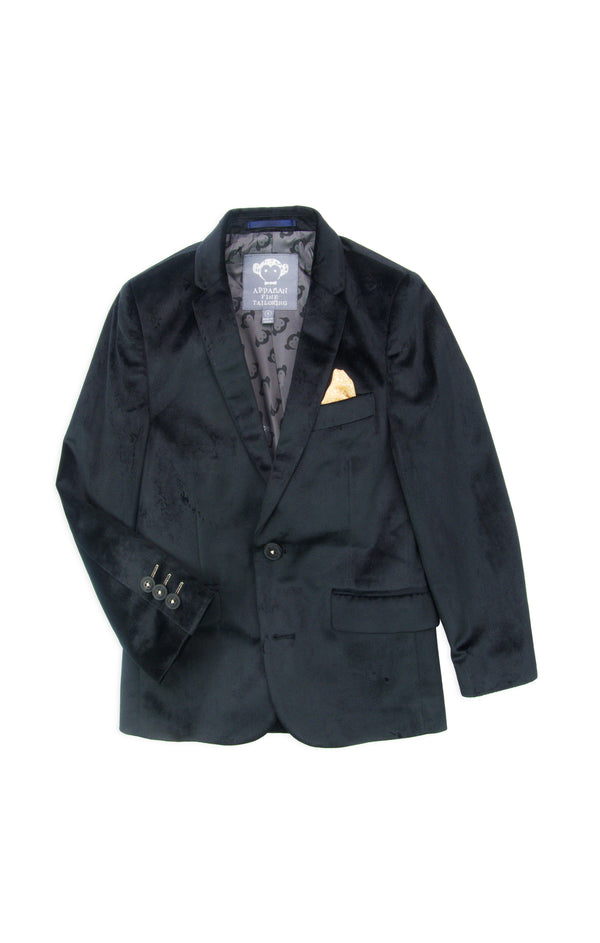AM Black Velvet Suit Blazer