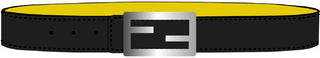 Black/Yellow Logo Buckle Belt