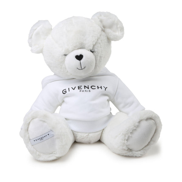 White Teddy Bear with Logo Hooded Sweater