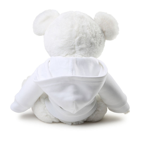 White Teddy Bear with Logo Hooded Sweater