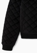Black Velour Quilted Reversible Pullover