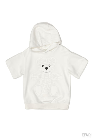 F White SS Logo Bear Hoodie Dress