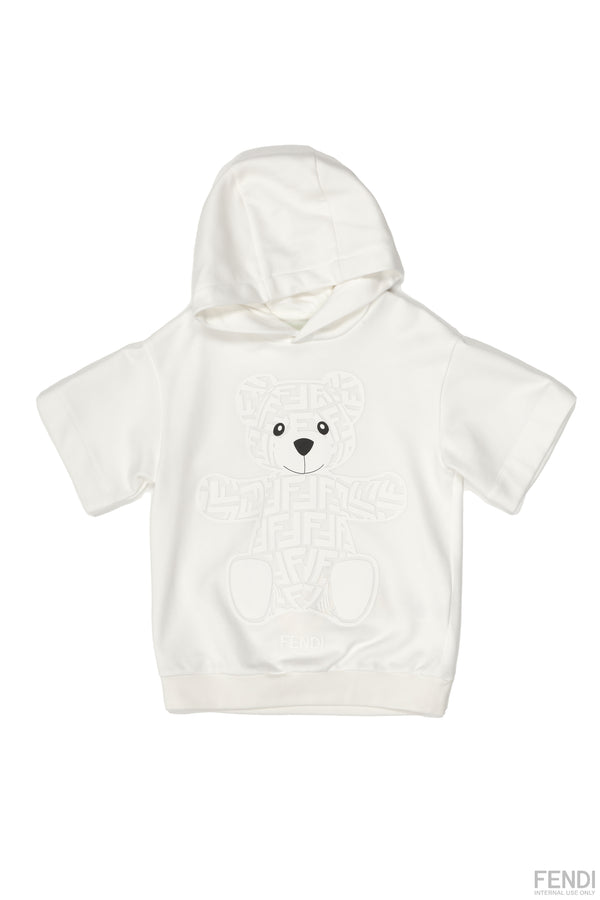 F White SS Logo Bear Hoodie