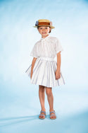 MMS White Flair Skirt w/Navy Top Stitch